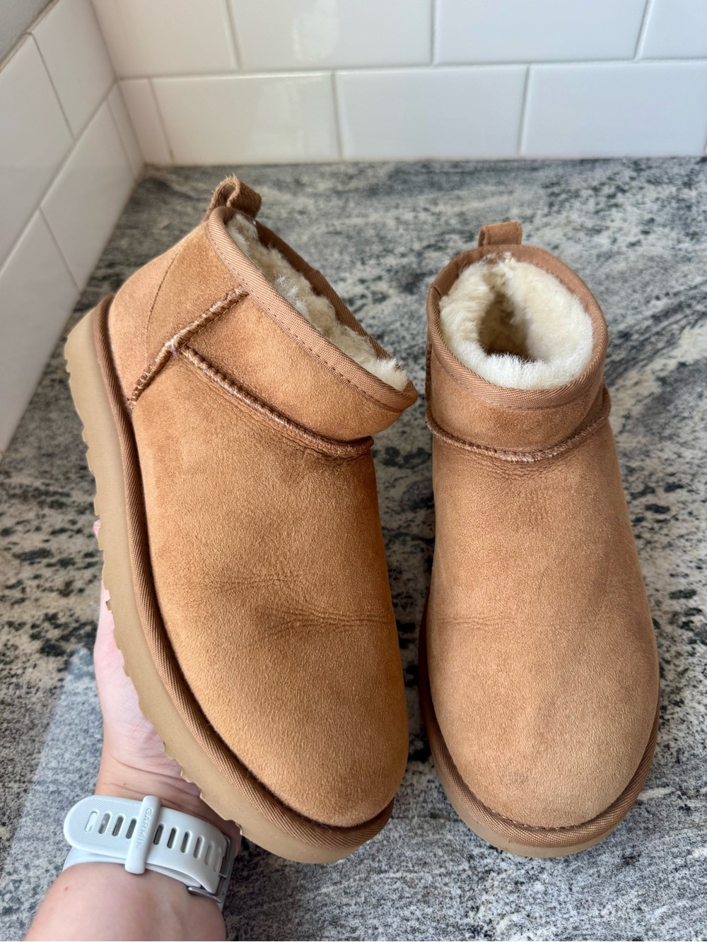 UGG Ultra Mini Ankle Boot in Chestnut. Size 8. EUC.